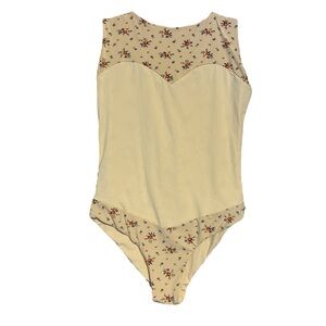 San Lorenzo 1 piece Swimsuit in Cream with Floral Accent SZ XS
